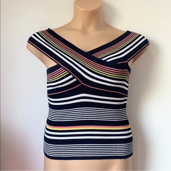 Zara | Off-Shoulder Ribbed Criss Cross Blouse M - Picture 4 of 6